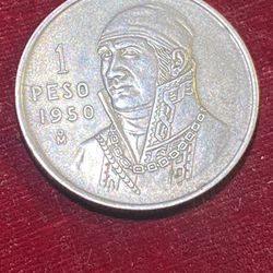 1950 MEXICO $1 Peso Morelos Silver beautiful coin  coin