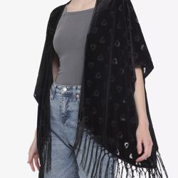 Planchette Velvet Burnout Fringe Short Duster Kimono Plus Size