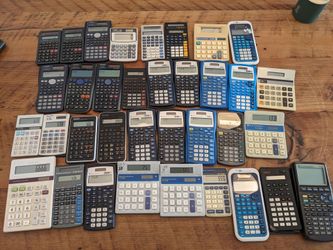 Lot of 35 Working Calculators – Texas Instruments TI-83, Casio, Sharp