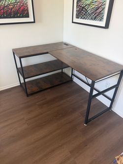 L-Shaped Desk with Outlet