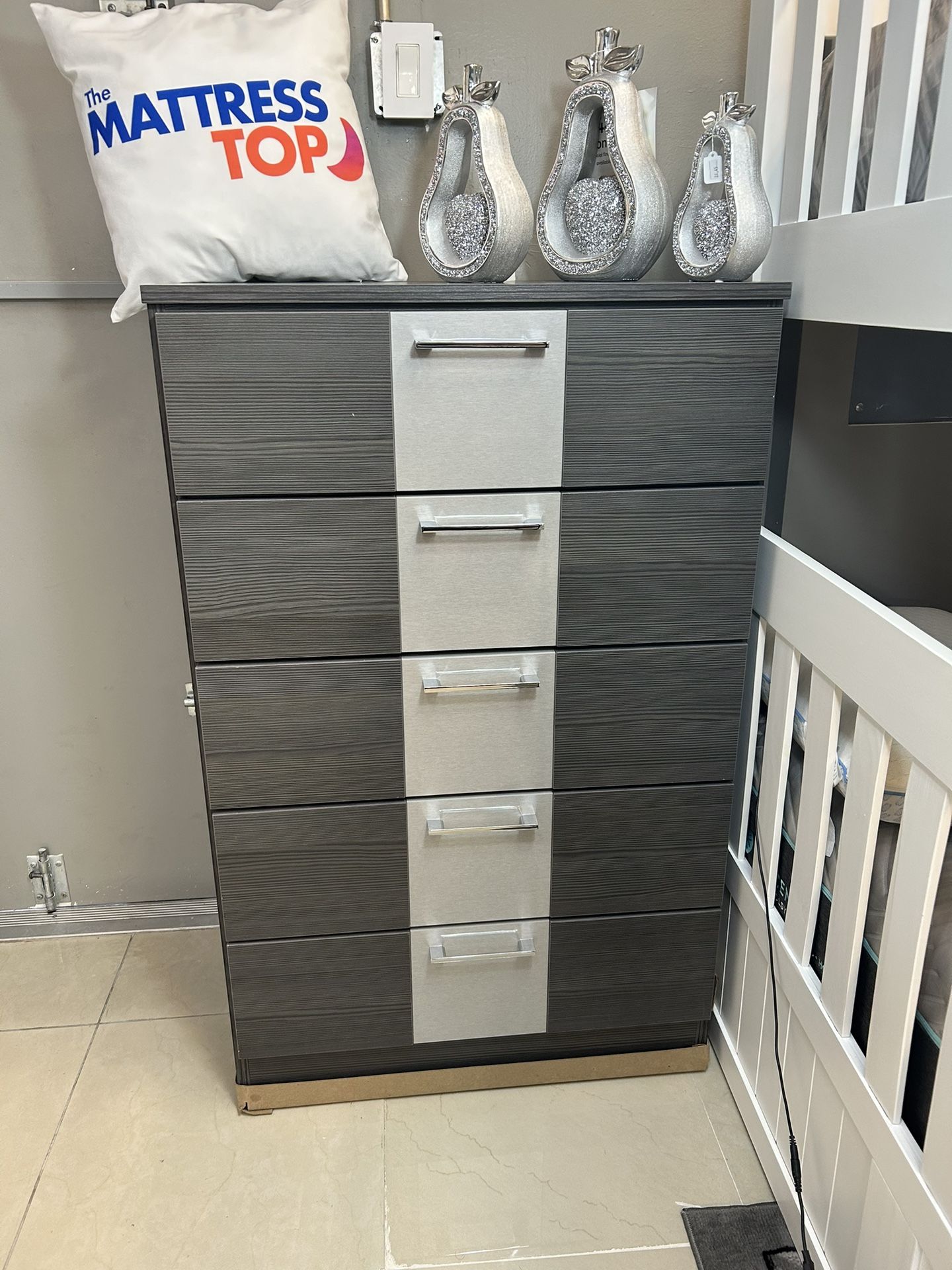 Chest 5 Drawers Grey 
