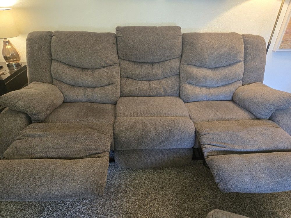 Reclining couch, recliner and ottoman