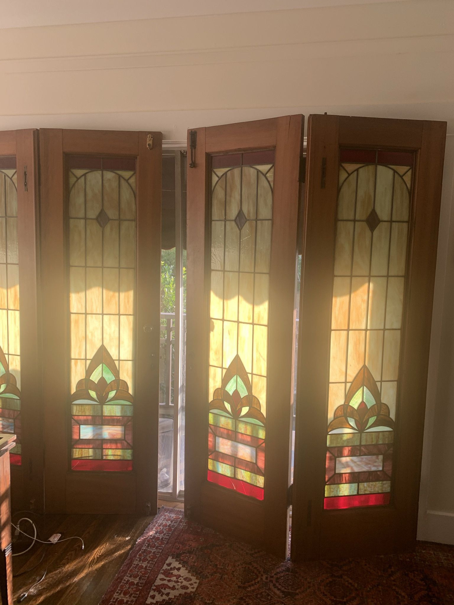 Antique Stained Glass Bi-fold Doors (Pair)