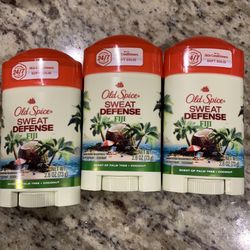 3x Old Spice Sweat Defense Fiji Anti-Perspirant & Deodorant 2.6 oz Each 