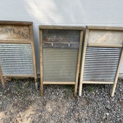 Three Antique washboards