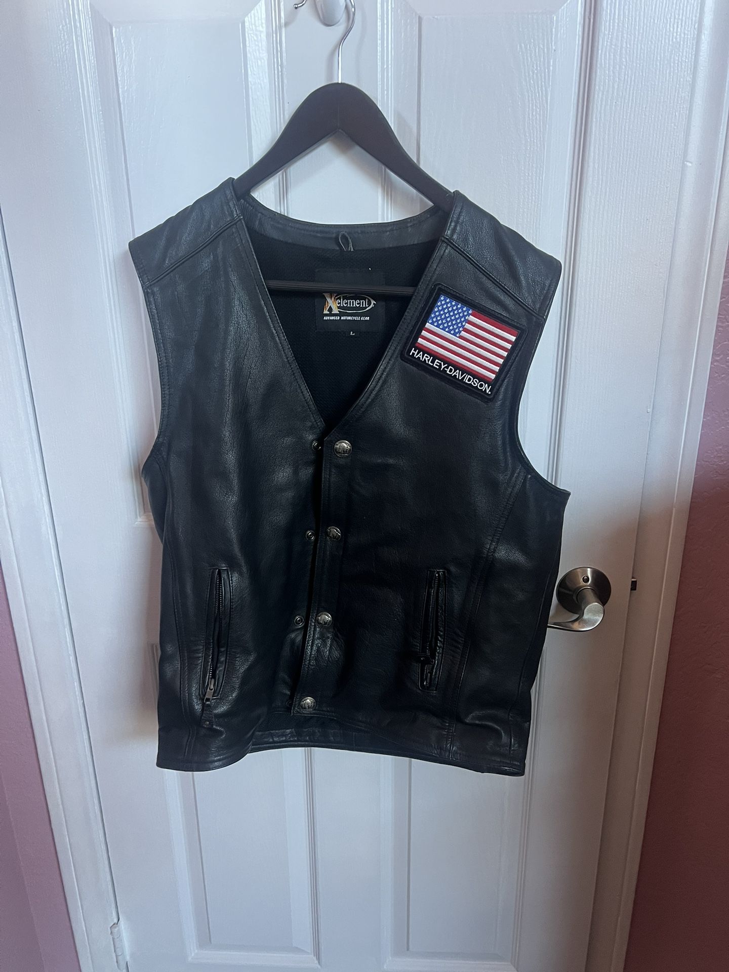 black Harley Davidson leather motorcycle vest