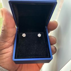 6.5mm Moissanite Stud Earrings 925 Sterling Silver Diamond Look VVS1 Iced Out