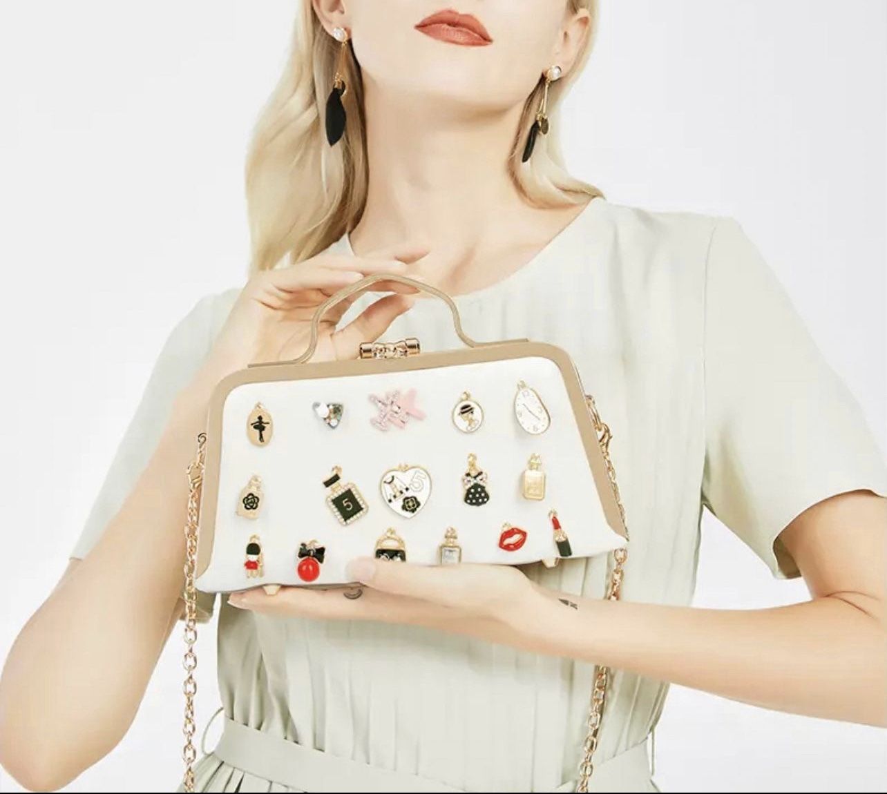 Beautiful metallic double entry bag