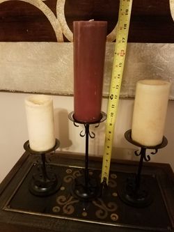 candle holders; 3 candle slots;black metal-$10