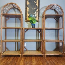 3 Piece Rattan Etagere Unit