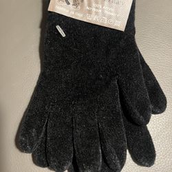 Small Black Italian Made Acrylic Gloves NWT