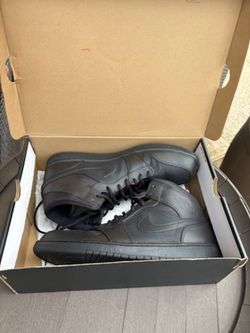 Air Jordan Mid 1 Size 13 All Black Shoes W Box