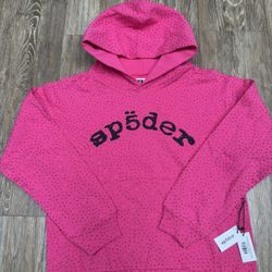 Pink Rhinestone Sp5dër Hoodie