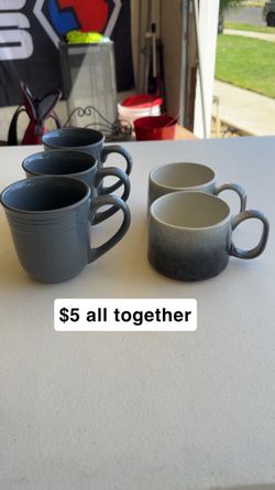 Set of 5 Ceramic Coffee Mugs