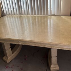 Solid Wood Table With 6 Newly Upholstered Chairs