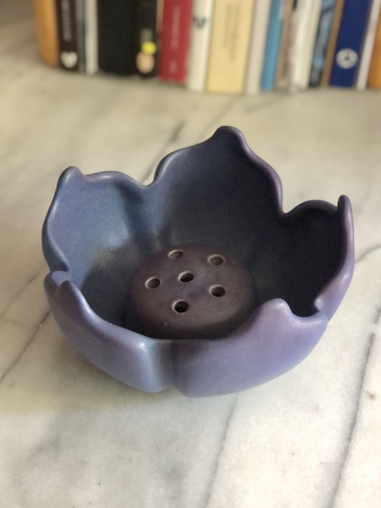 Vintage Van Briggle Ming Lotus Bowl and Flower Frog