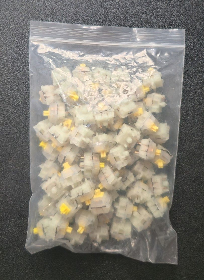 65 x Gateron Milky Yellow Pro - Lubed and Filmed Linear Switches For Custom Mechanical Keyboard Building