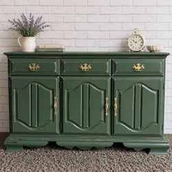 Gorgeous Distressed solid wood cabinet shelf entryway console sideboard buffet credenza dresser