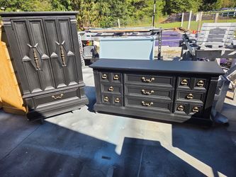 Large Black Dresser and Armoire