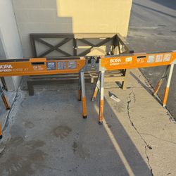 BORA 30 in. to 36 in. H Steel Speed Horse XT Adjustable Height Sawhorse with Auto Release Legs