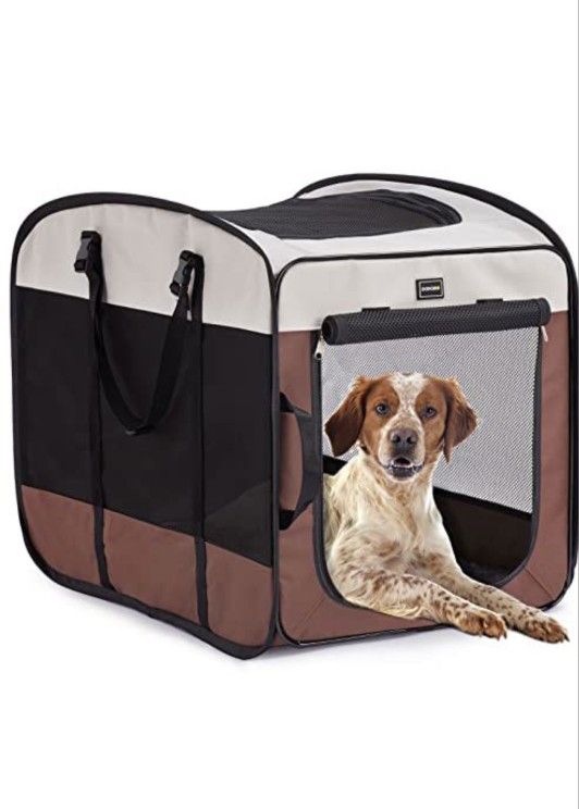 DONORO Dog Kennels and Crates for Medium Dogs, Portable Pop Up Indoor Pet Cage with Sturdy Wire Frame, Collapsible Travel Crate Soft Sided Cat Bag Esc
