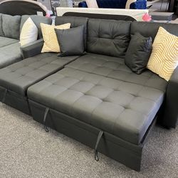 Black Sleeper Sofa With Storage Reversible Chaise