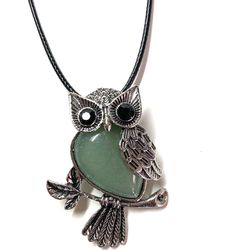 White Gold Plated Owls Owl Pendant Necklace 