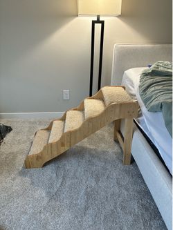 Wooden Carpeted Pet Stairs