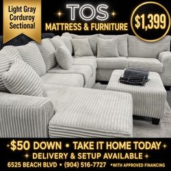 Light Gray Corduroy Sectional Sofa 🚚WE DELIVER🚚