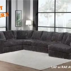 Large Sectional Sofa - Soft Thick Corduroy Fabric - 