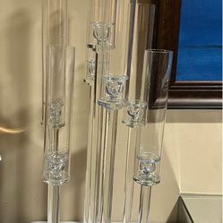 Tall Clear Crystal Aura Candelabra 