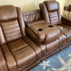 Brand New 🔥 Brown Power Reclining Sofa 