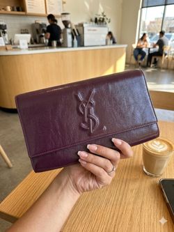 Yves Saint Laurent (YSL) Belle de Jour Clutch – Deep Plum/Burgundy