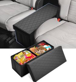 A portable storage box suitable for use in the back seat of a car, at home, or as a container for tools or picnic supplies