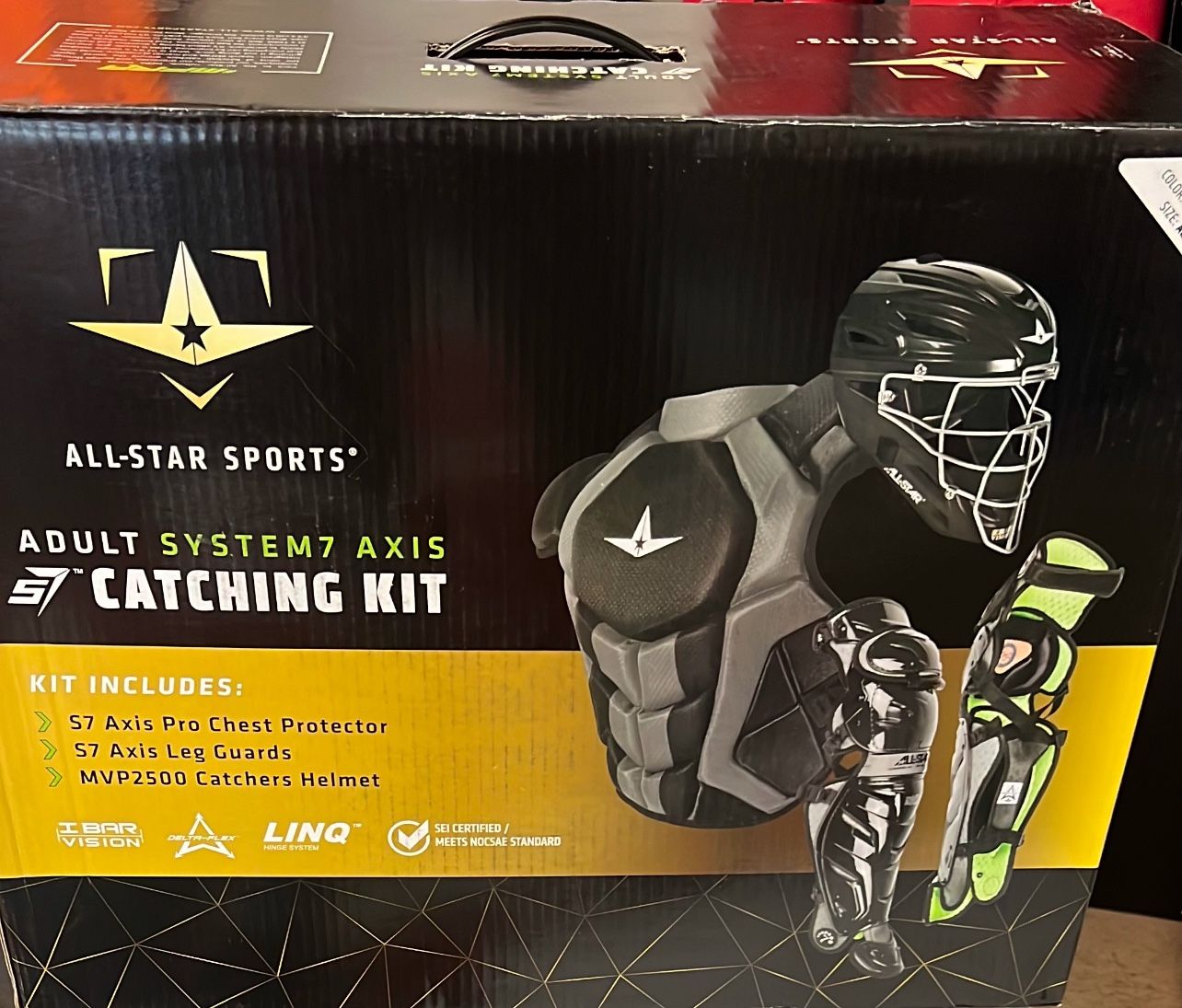 Ensemble Protection Catcher All Star System 7 – Rouge/noir, Adulte, NOCSAE