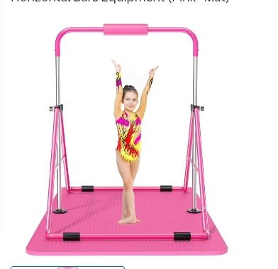 NEW Gymnastics Bar With Mat For Kids, Height Adjustable Junior Training Bar Mat