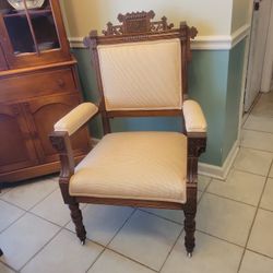 Antique Victorian Eastlake Walnut Armchair