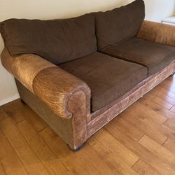 Brown Genuine Leather Sofa Couch 
