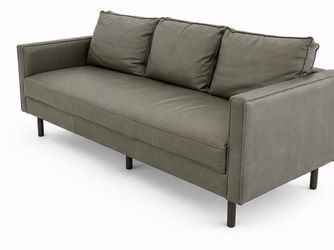 Westelm Axel leather sofa and leather chair in GRAY smoke color