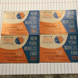 4 1964 1965 New York Worlds Fair Childs Admissions Pass Entrance Ticket