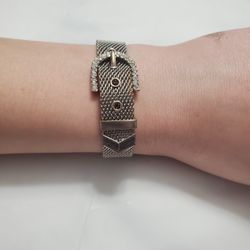 Pre-owmed STERLING SILVER PLATED BELT STYLE BRACELET Adjustable bracelet 