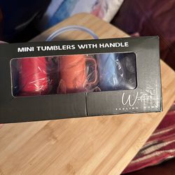 New 6-Pack Of 2.5 oz Mini Tumblers w/Straws; Stainless Steel, Double Insulated, Cute Small Glasses, Funny Gifts, Beach Birthday Party Decorations