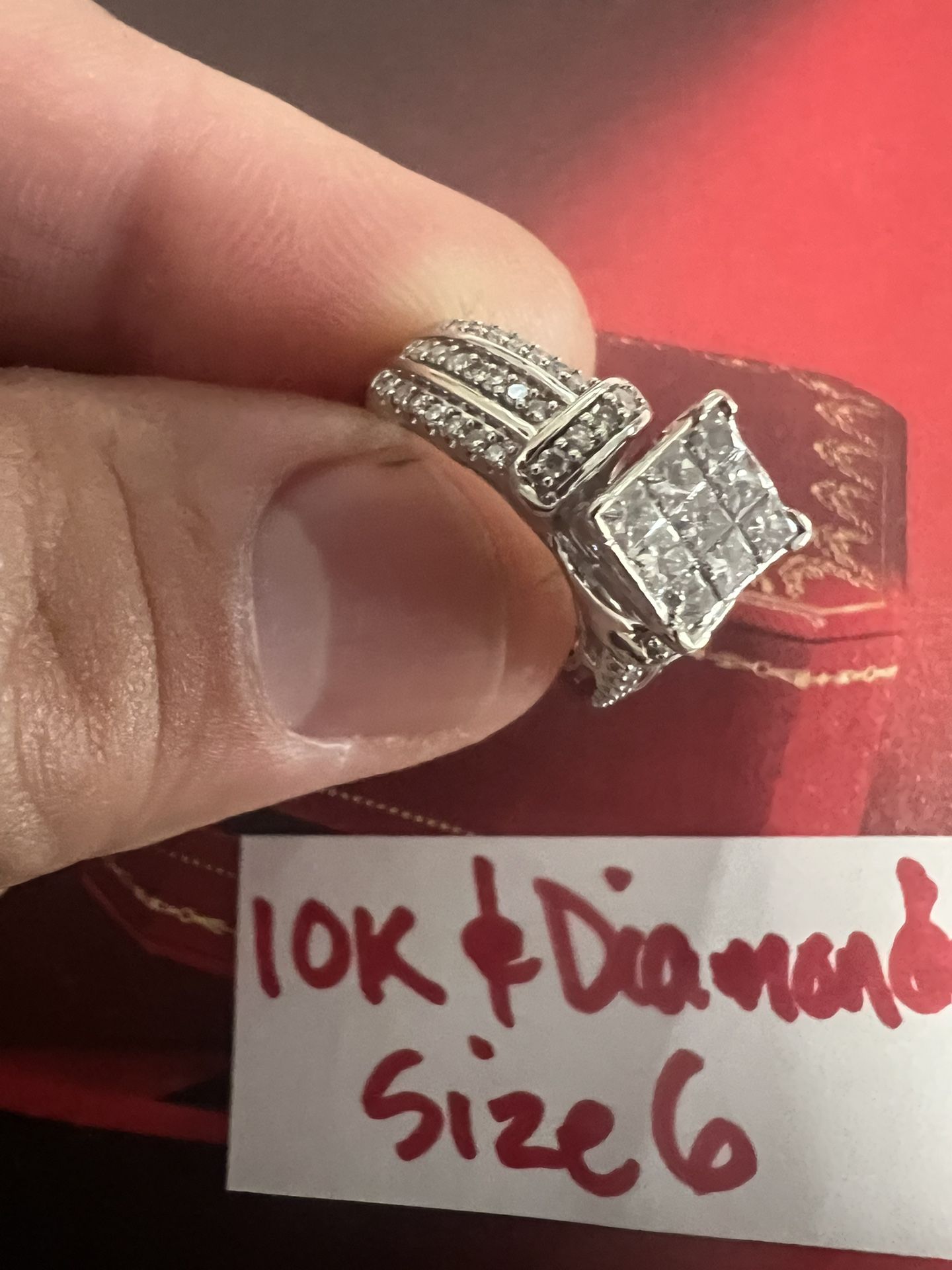 10K Solid White Gold Diamonds 💎 Wedding Ring Size 6
