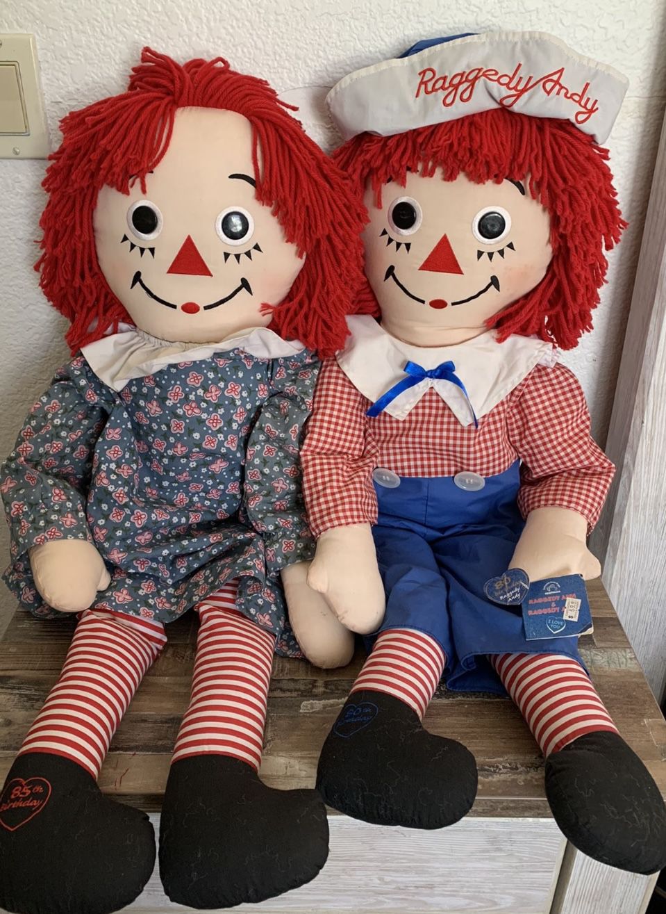 Raggedy Ann & Andy by Applause 80TH AND 85TH ANNIVERSARY DOLLS 36" A PAIR