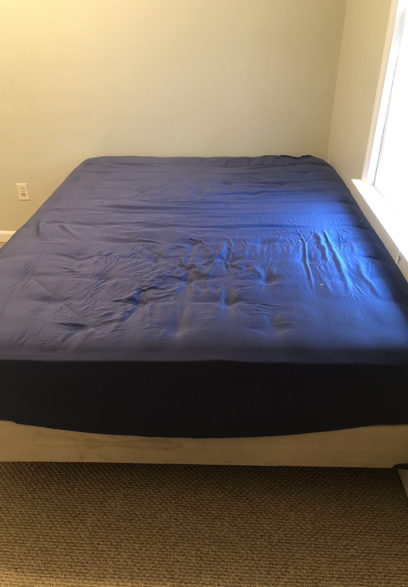Queen mattress with box spring and bed frames