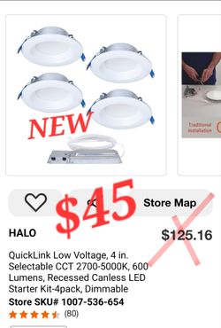 HALO QuickLink 4” LED Canless Recessed Light Kit – 4 Pack New