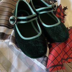 Toddler Girl Mango Velvet Flats Size 9 Zapatos Para Niña De Terciopelo Marca Mango Talla 9