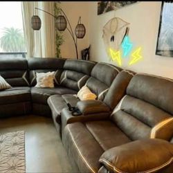 Brand New 💥  Dark Color Power Recliner Living Room Sectional Couch/  In Stock 