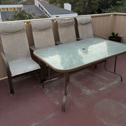 Glass Patio Table with 4 FREE Chairs 