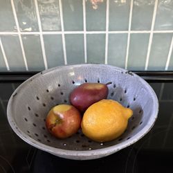 Vintage Enameled Graniteware Colander